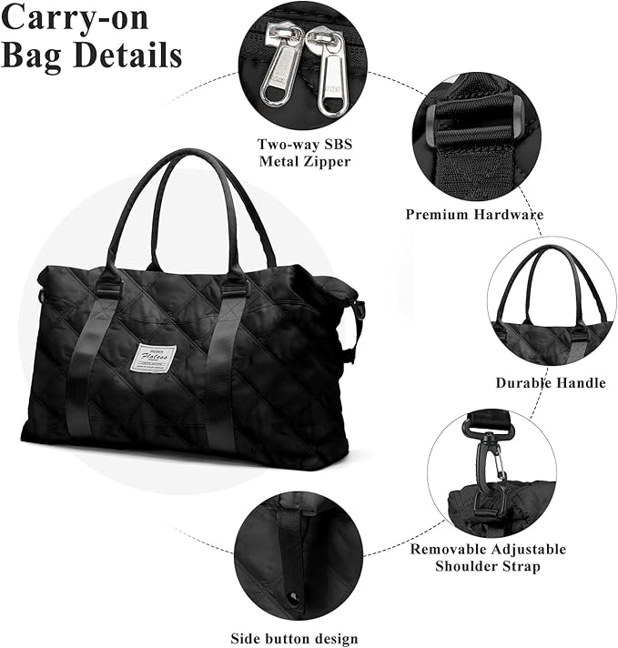HYC00 Travel Duffel Bag,Carry-on Overnight Weekender Bags for Women,Sports Tote Gym Bag with Wet Pocket