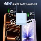 Phone 17 16 Pro Max Charger Fast Charging, 45W USB C Phone 17 16 Super Fast Charger Block with 6.6ft Long Type C Charging Cable Cord for i.Phone 17 Pro Max/17 Pro/17 Air/17/16/16Pro/16 ProMax-Blue