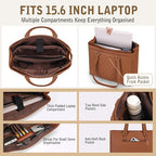 RAINSMORE Laptop Bag for Women 15.6 Inch Work Tote Bags Waterproof Leather Laptop Tote Professional Computer Briefcase
