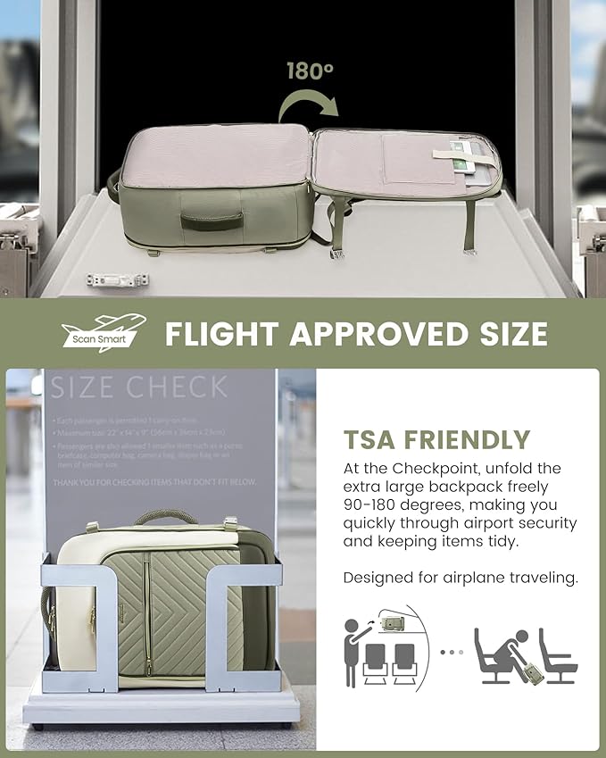 LOVEVOOK Large Travel Backpack for Women, TSA Carry on Backpack for Airplanes, 50L Personal Item Travel Bag for Women fits 17" Laptop,Waterproof Carry on Bag Airplane Approved with 3 Packing Cubes
