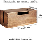 LiTY Acacia Wood Cable Management Box, Wooden Cord Hider & Organizer for Power Strip, Electrical Hiding, TV Wires, Desk & Floor Cables - Office Under Desk Cable Storage Box for Wire