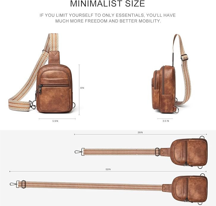 LATMAP Sling Bag For Women Faux Leather Small Casual Daypack Backpack Fanny Pack Crossbody Chest Bags Purse