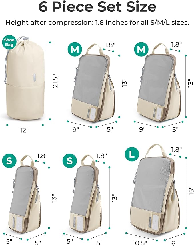 BAGSMART 6 Set /4 Set/2 Set Compression Packing Cubes for Travel, Lightweight Luggage Organizer Bags, Durable Space Saver Bags Travel Essentials