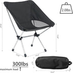 Wind Tour Portable Camping Chair Lightweight Foldable Outdoor Chair for Hiking Camp Backpacking Lawn Beach Fishing Picnic with Carry Bag (Silver - Ultra Light)