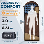 PTEROMY Sleeping Bags for Adults, Lightweight and Machine Washable, Water Resistant Backpacking Camping Sleeping Bag for Warm Cold Weather, Camping Essentials for Hiking Travel