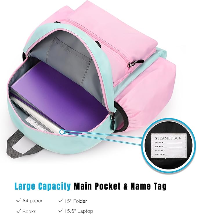 STEAMEDBUN Kids Backpack for Girls 6-8: Toddler Backpack for Preschool Kindergarten - Girls Backpacks for Elementary 4-6