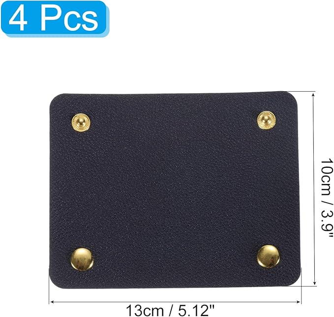 uxcell 4Pcs Handbag Handle Wrap Covers, PU Leather Luggage Grip Protector for Suitcases, Shopping Bag (13x10cm, Navy Blue)
