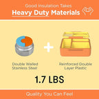 OmieBox Bento Box for Kids - Insulated Bento Lunch Box with Leak Proof Vacuum Insulated Food Jar - 3 Compartments, Two Temperature Zones (Sunshine)