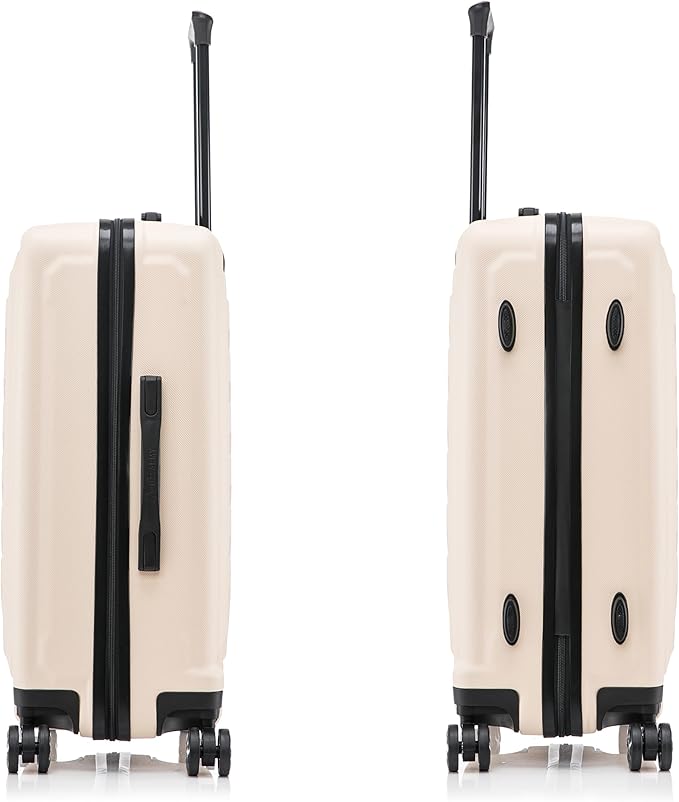 US ARMY Fox 24 inch Hardside Luggage with Spinner Wheels | Lightweight Medium Suitcase for Shorter Travel | Chevron Icon, Gel Handle, Side Studs, Retractable Trolley, Heavy Duty | Sand