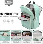 LOVEVOOK Laptop Backpack for Women 17.3 inch,Cute Womens Travel Backpack Purse,Professional Laptop Computer Bag,Waterproof Work Business College Teacher Bags Carry on Backpack with USB Port,Mint Green