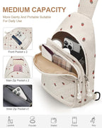 Capolo Sling Bag for Women Men Waterproof Crossbody Bags for Women Trendy Casual Fanny Pack with Convertible Shoulder Strap Chest Bag for Travel Hiking(Strawberry, Medium)