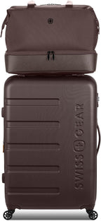 SwissGear 7366 Signature Hardside Expandable Luggage with Spinner Wheels and TSA Lock, Weekender Tote, Chocolate, 2-Piece Set (Weekender/27)