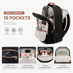 LOVEVOOK Laptop Backpack for Women 17.3 inch,Cute Womens Travel Backpack Purse,Professional Laptop Computer Bag,Waterproof Work Business College Teacher Bag Carry on Backpack with USB Port,Black Brown