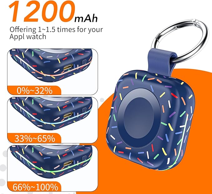 Portable Charger for Apple Watch 10,Wireless Magnetic Mini iWatch Charger 1200mAh Power Bank Travel Keychain Accessories Smart Watchs Chargers for Apple Watch 11/10/9/8/7/6/SE/5/4/3/2/1/UItra/UItra 2