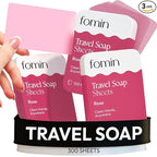 FOMIN - Antibacterial Paper Soap Sheets Tin for Traveling - 3 Pack Rose - Portable Travel Hand Soap Sheet, Dissolvable Mini Camping Hand Soap for Hand Washing