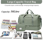 Large Travel Duffle Bag,Carry on Overnight Weekend Bag with Shoes Compartment,Weekender Bags for Women for Travel Business Trips Sport Hospital,2Pcs,Olive Green