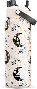 POWCAN 32 oz Insulated Water Bottle with 2-in-1 Straw and Spout Lid, Keep Cold 24H, Leak-Proof, BPA-Free, Double Wall Stainless Steel Water Bottle for Sports, Gym, Travel and School (Moonlight Garden)