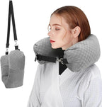 Stuffable Travel Pillow, Stuffable Neck Pillow for Travel, Neck Pillow Stuffed with Clothes Storage - No Extra Baggage Fees, Fits 5+ Days of Travel Essentials, No Filler (Grey-Checkerboard)