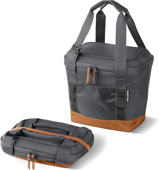 CleverMade Pacifica Collapsible Cooler Bag – Small Portable Cooler Bag for Travel, Foldable Insulated Cooler for Beach, Picnic & Road Trips, Holds Up to 18 Cans, Leakproof Soft Carry Cooler - Gray