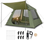 VINGLI Inflatable Camping Tent, All-Weather Inflatable Hot Tents with Stove Jack, Blow Up Tent for Camping with Mesh Doors & Windows, Inflatable Air Tents for Camping Adult