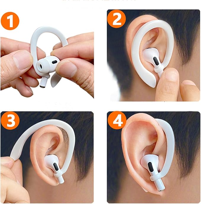 Magnetic Anti-Lost Straps Compatible with AirPods 1st to 4th Generation and AirPods Pro 1st to 4th Generation, with 2 Additional Pairs of Ear Hooks (Black White)