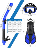 Ubekezele Snorkeling Gear for Adults Men Women,4 in 1 Snorkel Set with Panoramic View Diving Mask Anti-Fog Anti-Leak,Dry Top Snorkel,Fins and Travel Bag for Swimming,Snorkeling and Travel Diving