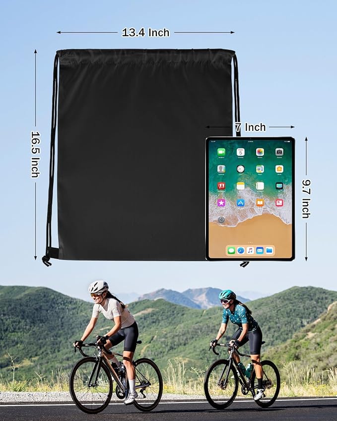 Lzerking 100 Pcs Black Drawstring Backpack Bulk for DIY Project, 13.4x16.5 Inches Waterproof Drawstring Bags for Outdoor Activities, Team, Family, Homeless, Gift