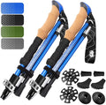 Premium Foldable Hiking Poles by USA Brand - Adjustable, Lightweight Trekking Poles Made of Aircraft Aluminum, Metal Locks Cork EVA Grips