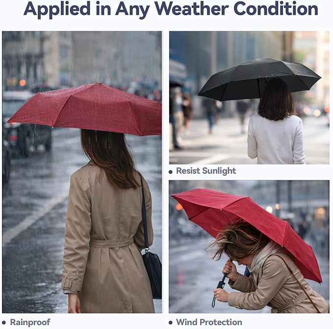 6 Pcs Travel Compact Umbrella, Automatic Open and Close Umbrella, Windproof Travel Rain Umbrellas, Folding and Portable Umbrellas for Men and Women