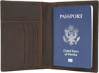 Polare Slim RFID Blocking Leather Passport Holder Travel Bifold Wallet For Men