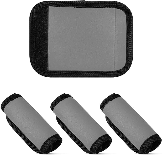 DOMIKING Grey Luggage Handle Wrap Soft Luggage Identifiers for Suitcase Markers Tags for Travel Bag Luggage Suitcase Covers Wraps Travel Accessories, 4 Pack