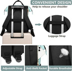 Laptop Backpack for Womem Work Bags: 15.6 Inch Travel BackPacks With USB Charging Port Durable Back Pack Anti Theft Fashion College BookBag Purse Bussiness Daypack for Nurse Teacher Light Blue Black