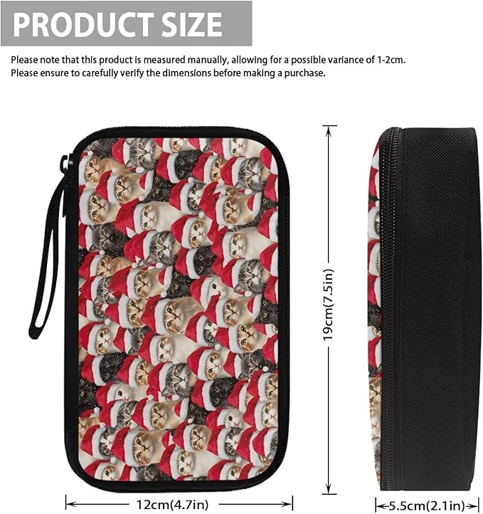 Christmas Cat Print Electronics Organizer Travel Case, Water Resistant Cable Organizer Bag for Travel Essentials, Tech Gifts for Men, Storage Bag as Accessories for Phone, Cord