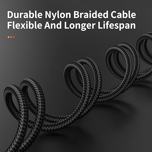 USB-C Cable 3-Pack (3ft/6ft/6ft), USB A to USB-C Fast Charging Cord, Nylon Braided, Compatible with 17/16/15 Pro Max ，Galaxy and Other Type-C Devices - Black