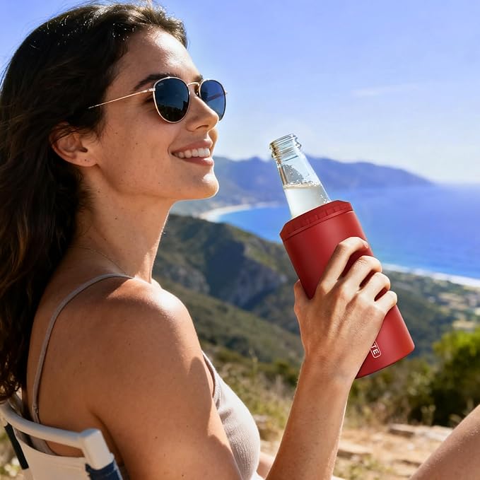 3 in 1 Slim Can Cooler for 12 OZ Skinny Can, Regular Can & Beer Bottle - Keep Cold for 6 Hours - Double Walled Insulated Stainless Steel Vacuum Beverage Can Insulator
