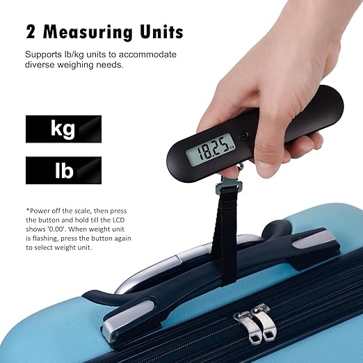 NUTRI FIT Luggage Scale Travel Digital Suitcase Weight Scale Portable Bag Weighing Scale Baggage Weigher, LCD Display 110lb/50kg Electronic Handheld Balance for Packages Airplane Travel Essentials
