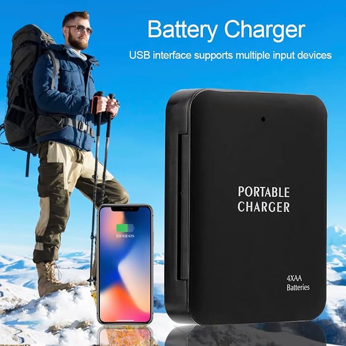 VOLT+ Portable AA Battery Travel Charger Compatible with Motorola Edge S30 PowerBank Emergency with LED Safety Light! (Takes 2 AA Batteries,USB Type-C)