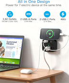 2 Pack Multi Plug Outlet Splitter, 490J Surge Protector Outlet Extender with 3 AC Outlets and 4 USB Wall Charger (2 USB C Ports), Small Adapter for Dorm Room and Travel Essentials, ETL Listed, Black