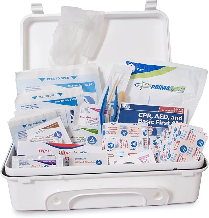 Primacare KC-25PP 25 Person Compact First Aid Kit with 157 Pieces Emergency Medical Supplies, Portable Kits for Home, School and Office, Wall Mount, 10x7x3 inches