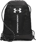 Under Armour Unisex Hustle Sackpack, (001) Black/Black/White, One Size Fits Most