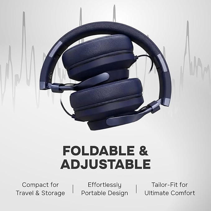 ARTIX Over Ear Headphones Wired with Microphone and Volume Control, Foldable Noise Isolating Headset with Deep Bass for School, Laptop, Computer, Chromebook, Tablet, Travel (3.5mm Jack)