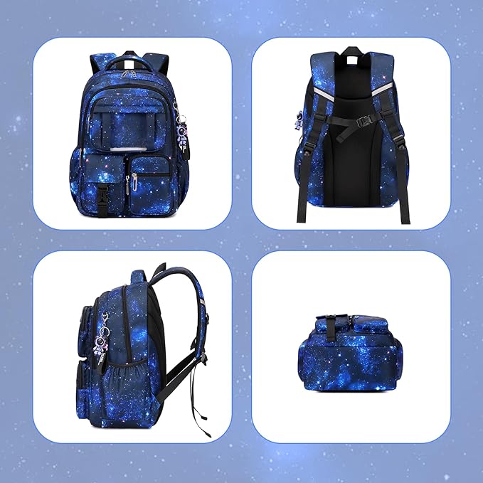 PIG PIG GIRL Kids Backpack for Girls Boys School Bags for Middle School Students Book Bag for Elementary Primary Kawaii Ita Backpack, Galaxy Astronaut