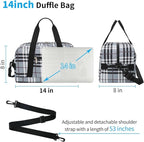 Apenze Small Gym Bag 14 inch lightweight Carry On Mini Duffel Bag for Travel Sport - Gray white plaid