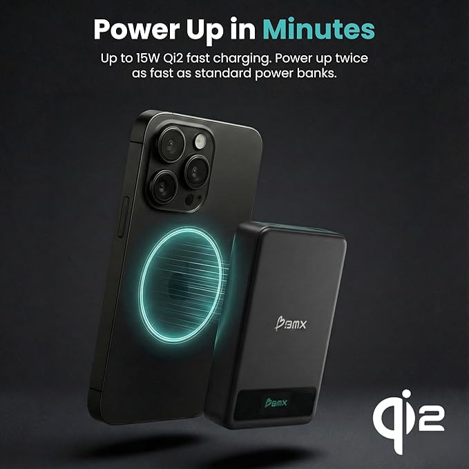 10K Magnetic Power Bank, Black, Qi2 Certified 15W Wireless Charger, LCD Display, Solid-State Battery for Safer Travel, Ultra-Slim USB-C Fast Charging Portable Charger for iPhone 17/16/15