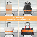 TOOVREN 2-in-1 Travel Belt for Luggage Straps Add a Bag Bungees Suitcase Luggage Strap Over Handle Suitcases Belt for Carry On Bag Adjustable Backpack Attachment Airport Travel Accessories Orange
