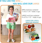 Small Snack Containers for Kids Toddlers - 3 Compartments (Set of 2) - Leak-Proof Reusable Boxes with Lids -BPA-Free Plastic Mini Bento Lunch Box - Ideal for School, Daycare, Holds 2 Cups (Coral+Blue)