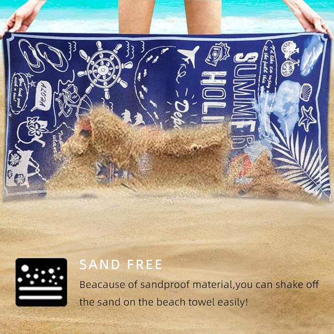 Beach Towel Microfiber Beach Towels Sand Free Quick Dry Lightweight Travel Towels Summer 30×60 inch Beach Towels for Adults Women Men Girls Kids Beach Essentials Accessories