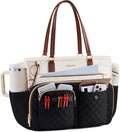 LOVEVOOK Teacher Tote Bag for Women Work, Laptop Bag with Large Cup Holder, Nurse Bag with Multi Pocket, Water-Resistant Business Travel Computer Briefcase Handbag Diaper Bag Mother Gift, 15.6 Inch