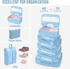 Veken 10 Set Packing Cubes for Travel Essential, Suitcase Organizer Bags in 4 Sizes, Carry-On Luggage Accessories with Large Laundry & Hanging Toiletry Bag, Must-Have for Airplane, Road Trip & Camping