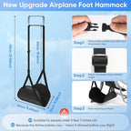 Airplane Foot Hammock, 2-Pack Travel Essentials Foot Rest for Plane Travel with Adjustment Strap, Long Flight Must Haves